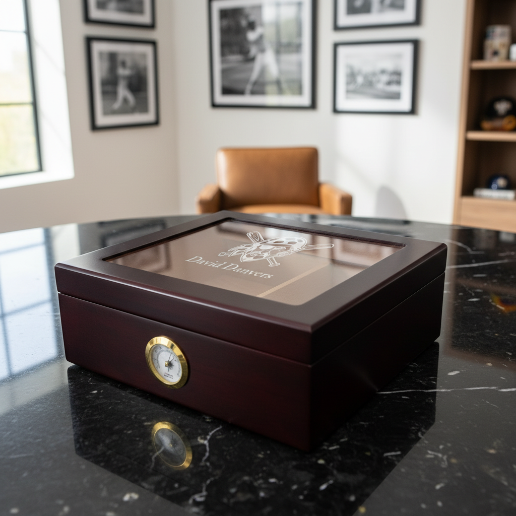 Personalized Cigar Humidor - Engraved Pirates Baseball Team Logo Design
