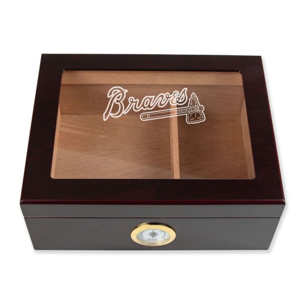 Personalized Cigar Humidor - Engraved Atlanta Braves Baseball Team Logo Design