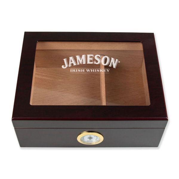 Personalized Cigar Humidor - Engraved Jameson Logo Design - Man Cave Gift Ideas - Gifts For Him