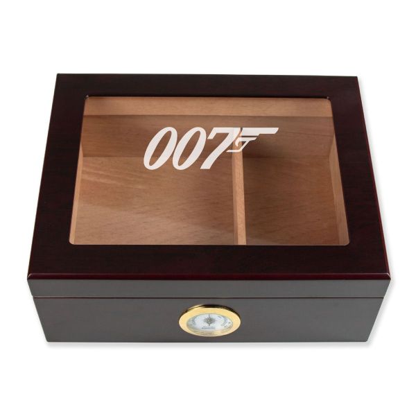 Personalized Cigar Humidor - Engraved 007 Logo Design - Man Cave Gift Ideas - Gifts For Him