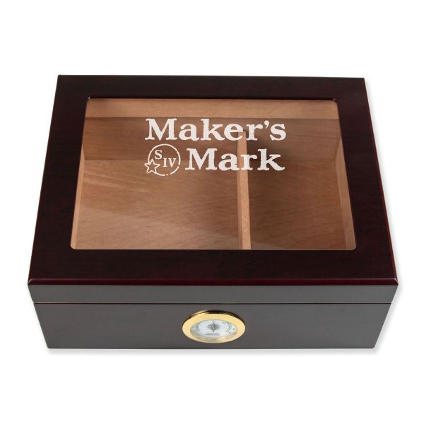 Personalized Cigar Humidor - Engraved Maker's Mark Logo Design - Man Cave Gift Ideas - Gifts For Him