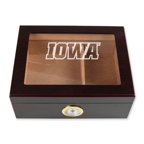 Personalized Cigar Humidor - Engraved Iowa Hawkeyes Team Logo Design