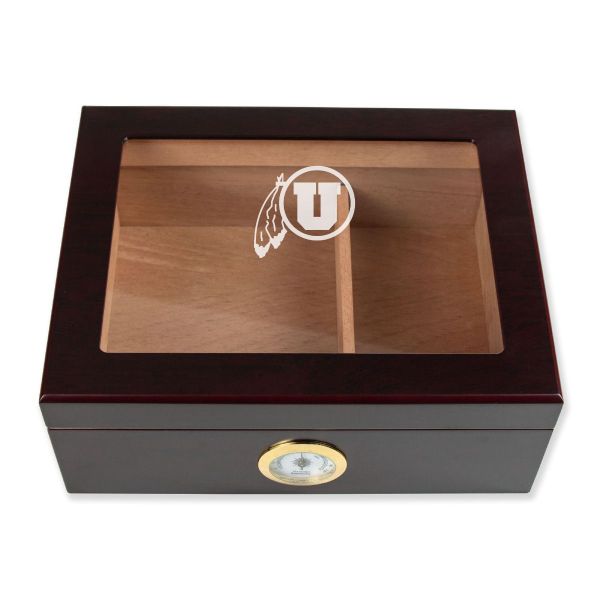Personalized Cigar Humidor - Engraved Utah Utes Team Logo Design