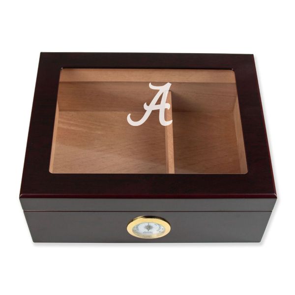 Personalized Cigar Humidor - Engraved Alabama Crimson Tide Team Logo Design