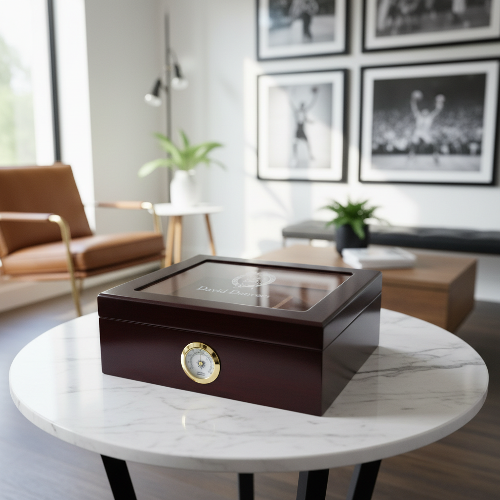 Personalized Cigar Humidor - Engraved Boston Celtics Basketball Team Logo Design