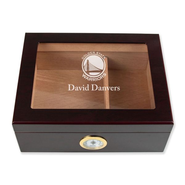 Personalized Cigar Humidor - Engraved Golden State Warriors Basketball Team Logo Design