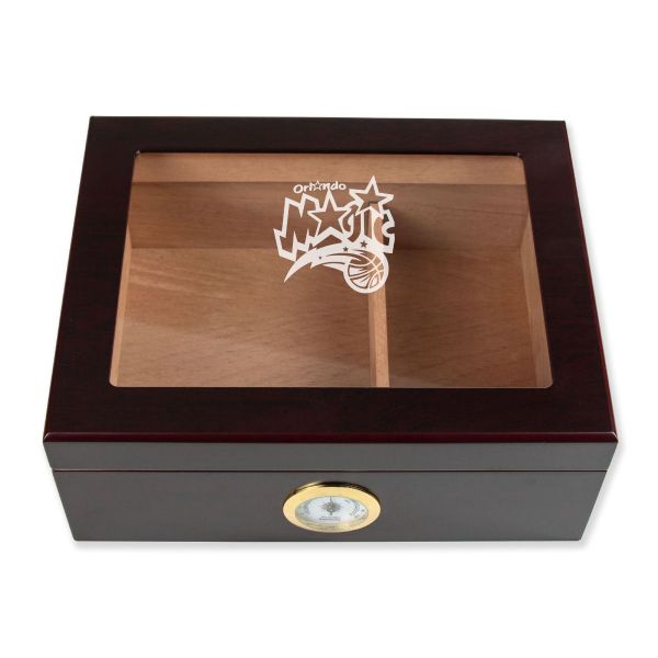 Personalized Cigar Humidor - Engraved Orlando Magic Basketball Team Logo Design
