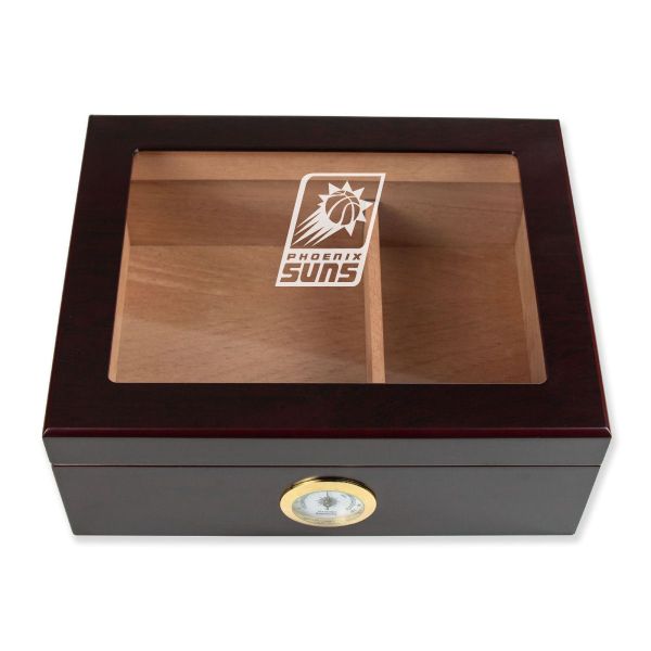 Personalized Cigar Humidor - Engraved Phoenix Suns Basketball Team Logo Design