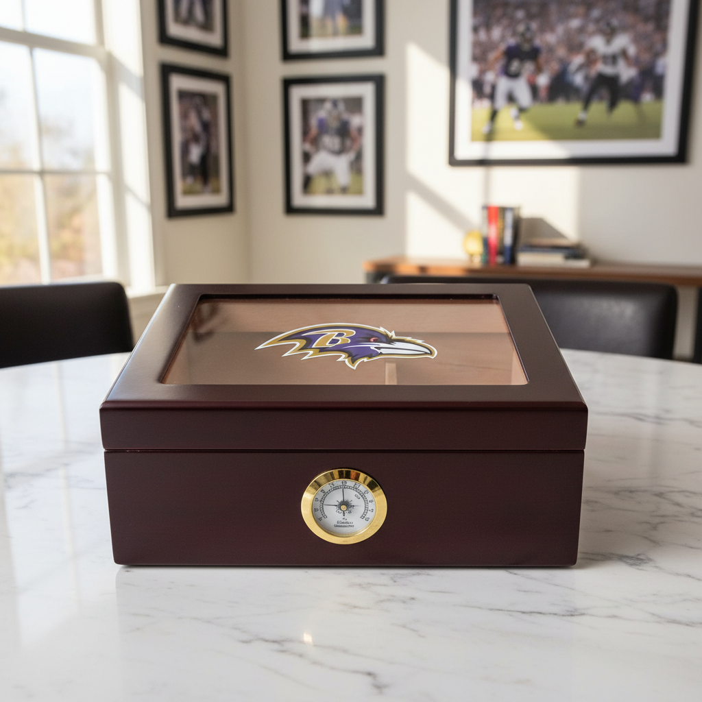 Baltimore Ravens Football Full Color Team Logo - Cigar Humidor