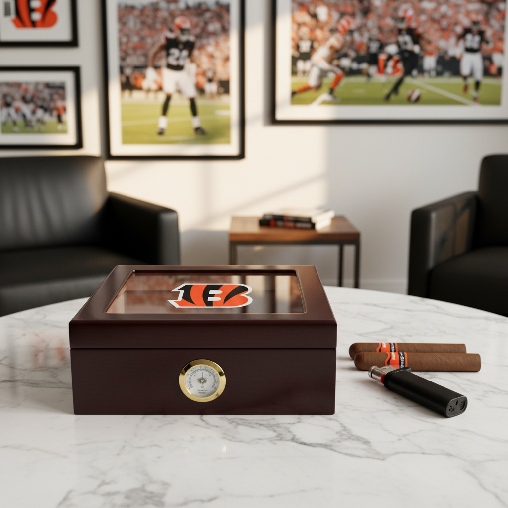 Cincinnati Bengals Football Full Color Team Logo - Cigar Humidor