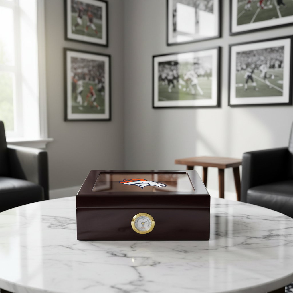 Denver Broncos Football Full Color Team Logo - Cigar Humidor