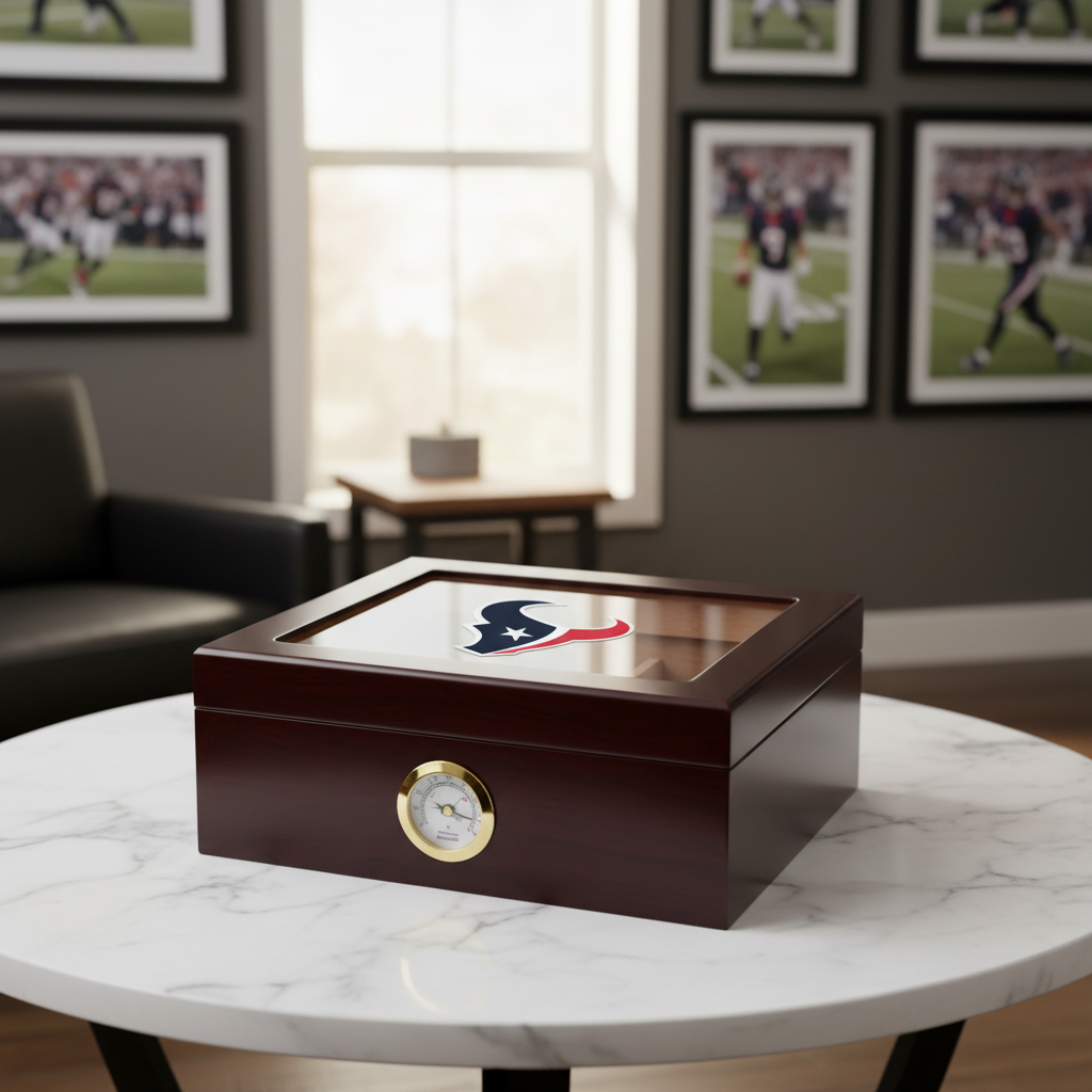Houston Texans Football Full Color Team Logo - Cigar Humidor