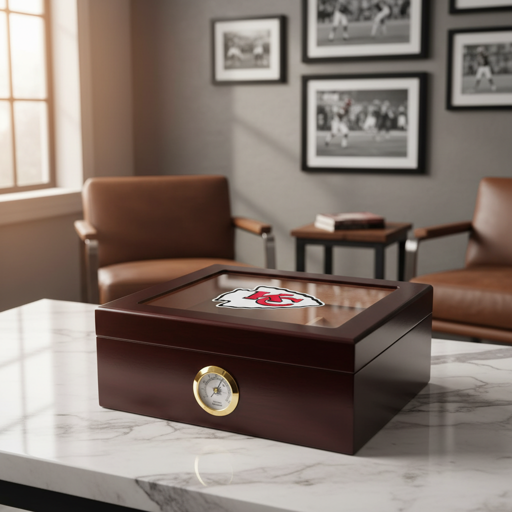 Kansas City Chiefs Football Full Color Team Logo - Cigar Humidor