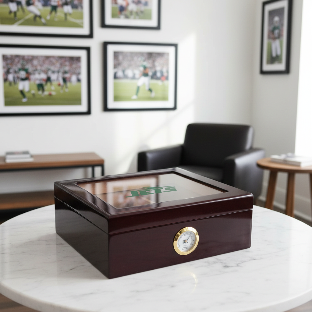 New York Jets Football Full Color Team Logo - Cigar Humidor