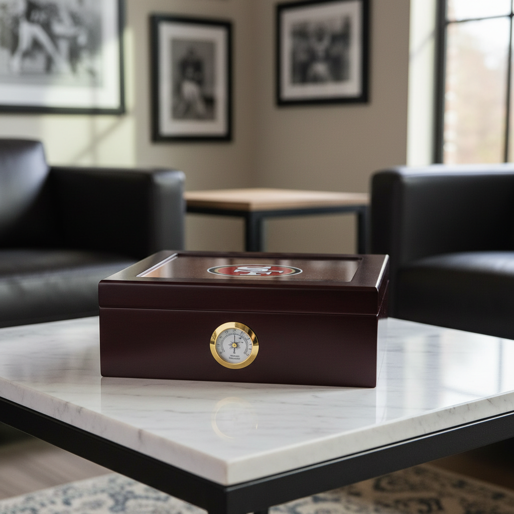 San Francisco 49ers Football Full Color Team Logo - Cigar Humidor