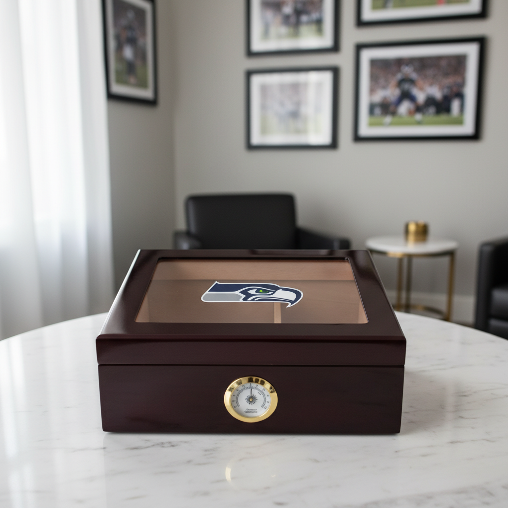 Seattle Seahawks Football Full Color Team Logo - Cigar Humidor