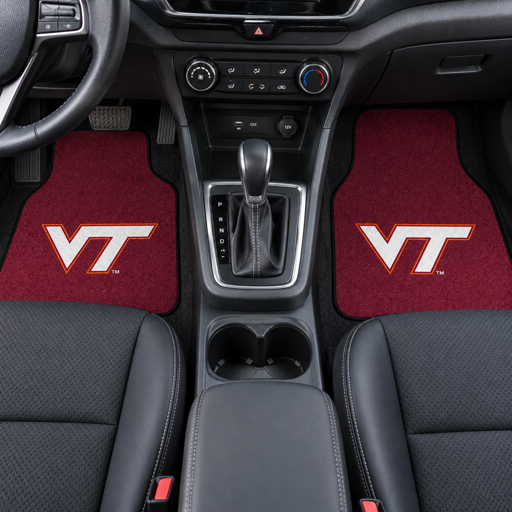 Virginia Tech Hokies 2-Piece Vehicle Floor Mat Set, 18x27 Inch