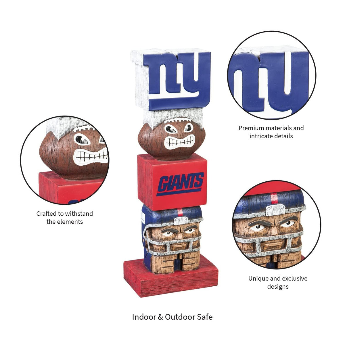 New York Giants Tiki Totem Garden Statue - 16" Official NFL Outdoor & Indoor Decor