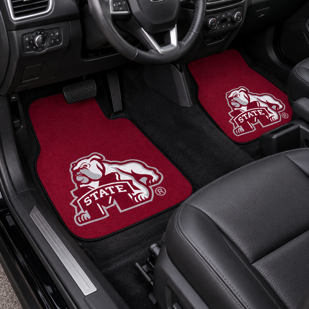 Mississippi State Bulldogs 2-Piece Vehicle Floor Mat Set, 18x27 Inch