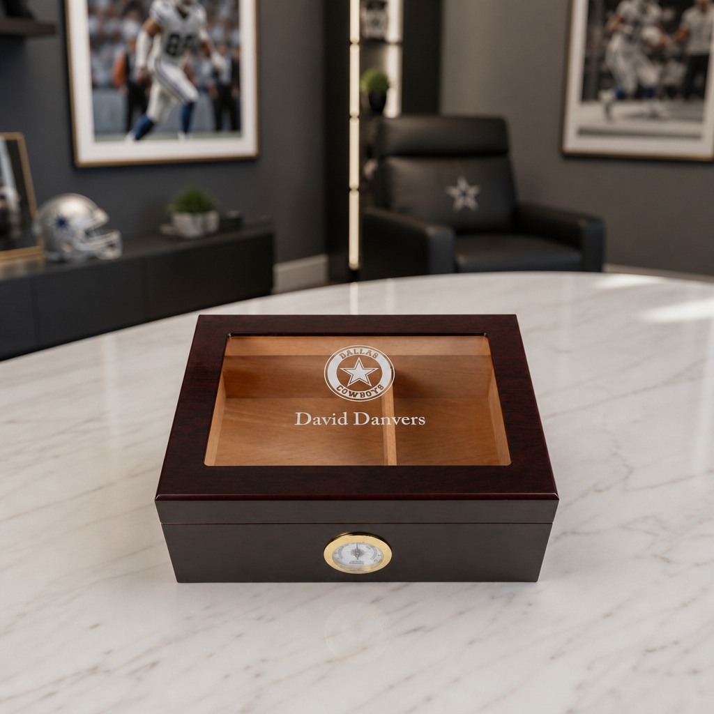 Personalized Cigar Humidor - Dallas Cowboys Emblem Football Sports Team Logo Design