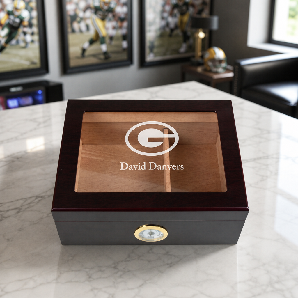 Personalized Cigar Humidor - Green Bay Packers Football Sports Team Logo Design
