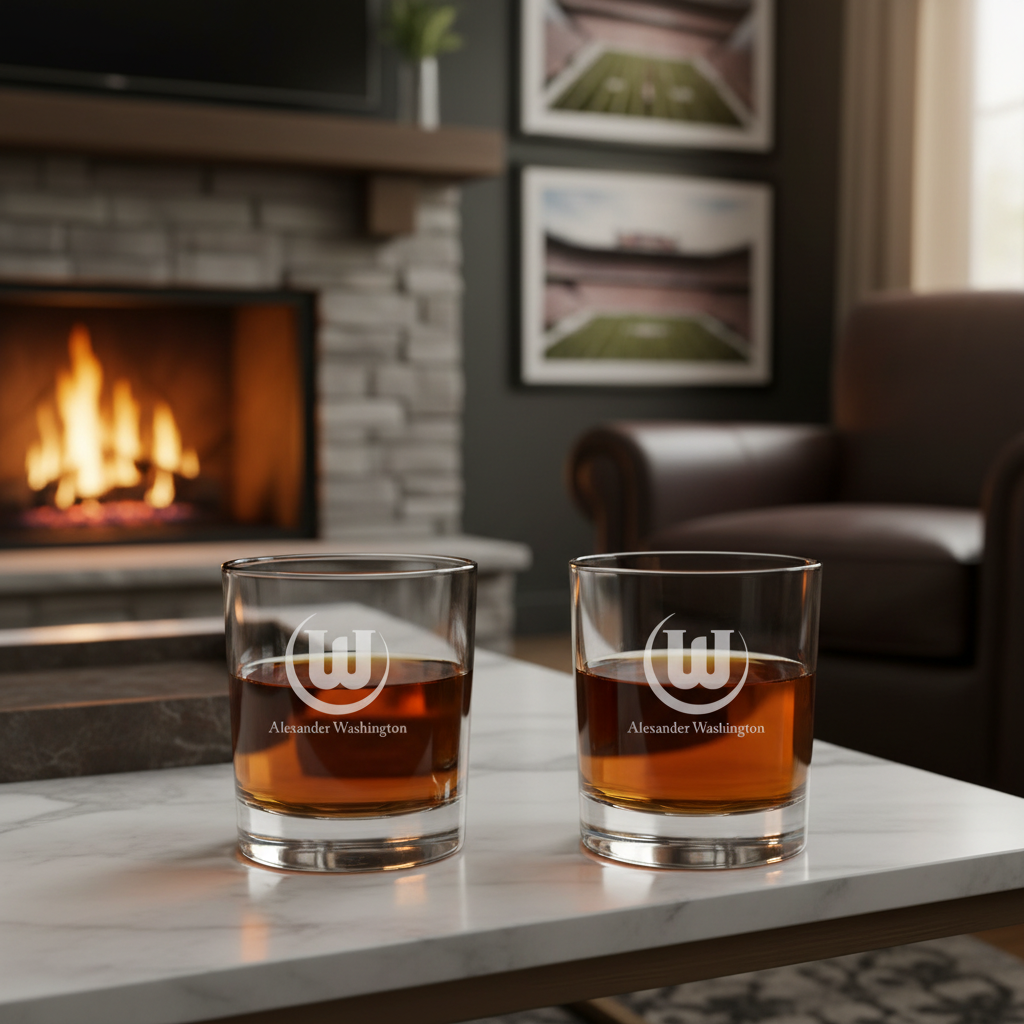 Engraved VFL Wolfsburg Rocks Glass - Germany Football - Personalized Whiskey Glasses - Man Cave Gift Ideas - Gifts For Him - Soccer Fanatic - 2pcs