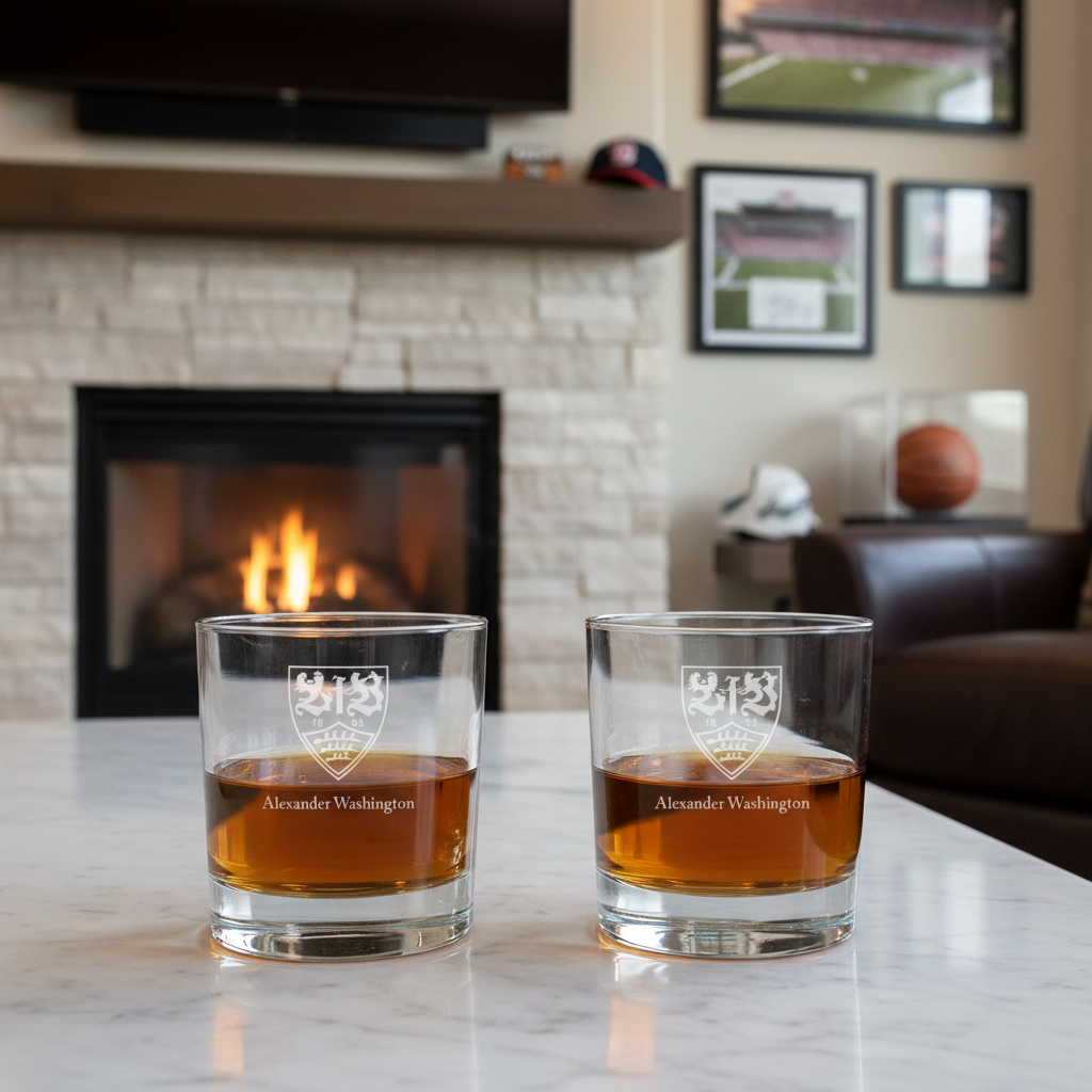 Engraved VFB Stuttgart Rocks Glass - Germany Football - Personalized Whiskey Glasses - Man Cave Gift Ideas - Gifts For Him - Soccer Fanatic - 2pcs
