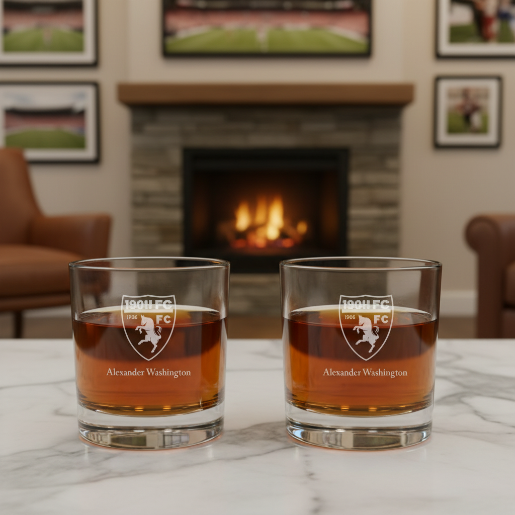 Engraved Torino FC Rocks Glass - Serie A League Italy Football - Personalized Whiskey Glasses - Man Cave Gift Ideas - Gifts For Him - Soccer Fanatic - 2pcs