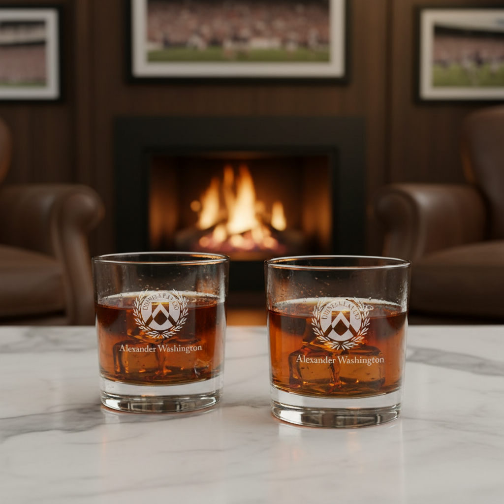 Engraved Udinese Calcio Rocks Glass - Serie A League Italy Football - Personalized Whiskey Glasses - Man Cave Gift Ideas - Gifts For Him - Soccer Fanatic - 2pcs