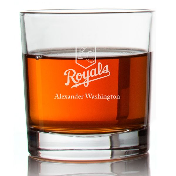 Engraved Kansas City Royals Rocks Glass - Major League Baseball- Personalized Whiskey Glasses - Man Cave Gift Ideas - Gifts For Him - Baseball Fanatic - 2pcs