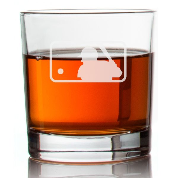Engraved Major League Baseball Logo Rocks Glass - Major League Baseball- Personalized Whiskey Glasses - Man Cave Gift Ideas - Gifts For Him - Baseball Fanatic - 2pcs