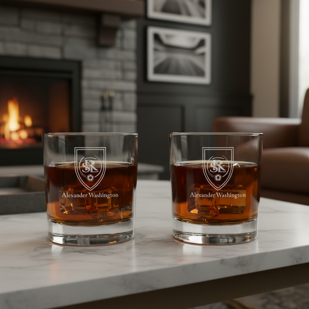 Engraved Real Salt Lake Rocks Glass - Major League Soccer - Personalized Whiskey Glasses - Man Cave Gift Ideas - Gifts For Him - Soccer Fanatic - 2pcs