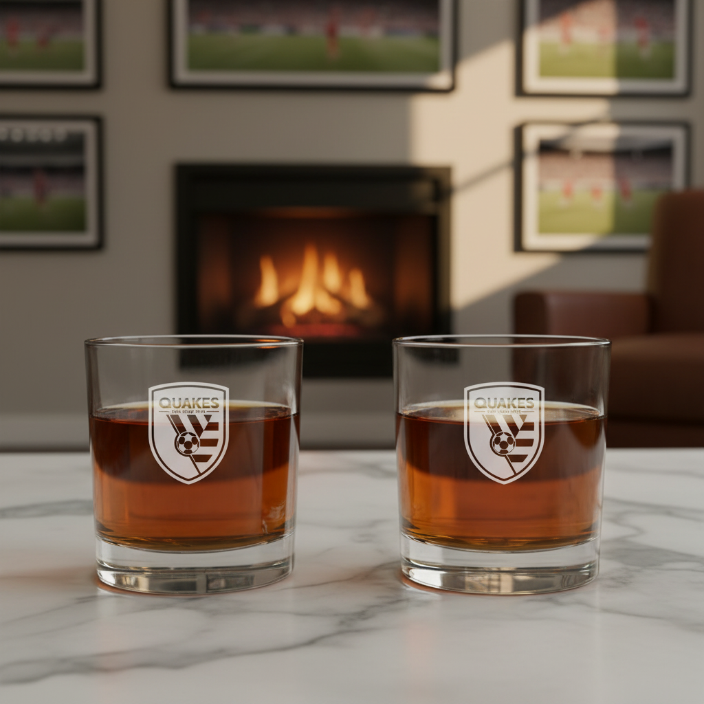 Engraved San Jose Earthquakes FC Rocks Glass - Major League Soccer - Personalized Whiskey Glasses - Man Cave Gift Ideas - Gifts For Him - Soccer Fanatic - 2pcs
