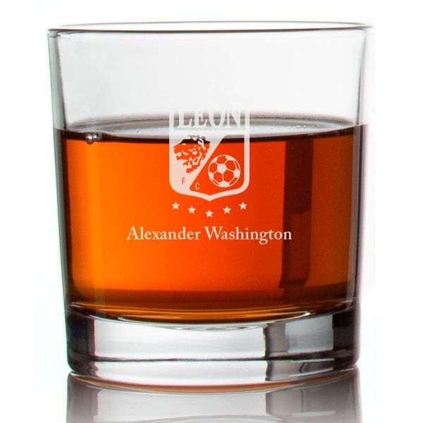 Engraved Club Leon Rocks Glass - Liga MX - Mexico Football - Personalized Whiskey Glasses - Man Cave Gift Ideas - Gifts For Him - Soccer Fanatic - 2pcs