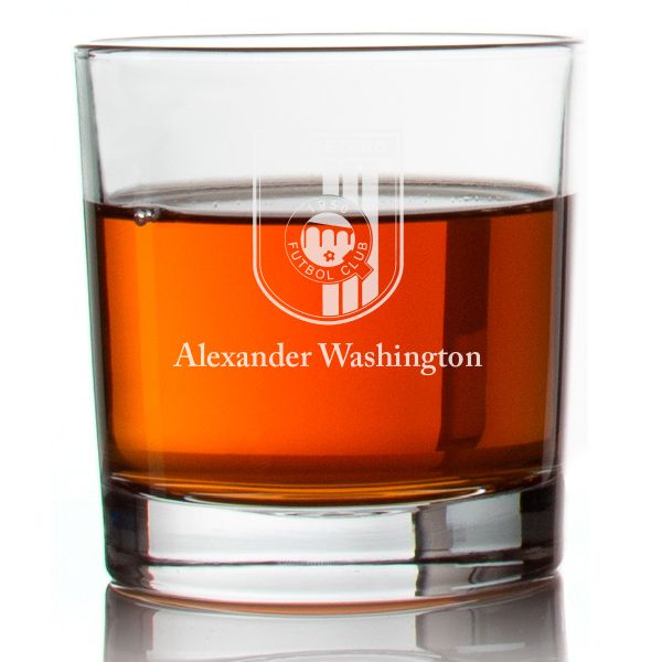 Engraved Queretaro Futbol Club Rocks Glass - Liga MX - Mexico Football - Personalized Whiskey Glasses - Man Cave Gift Ideas - Gifts For Him - Soccer Fanatic - 2pcs