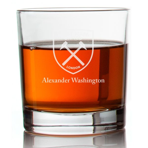 Engraved West Ham United Football Club Rocks Glass - Premier League Football - Personalized Whiskey Glasses - Man Cave Gift Ideas - Gifts For Him - Soccer Fanatic - 2pcs