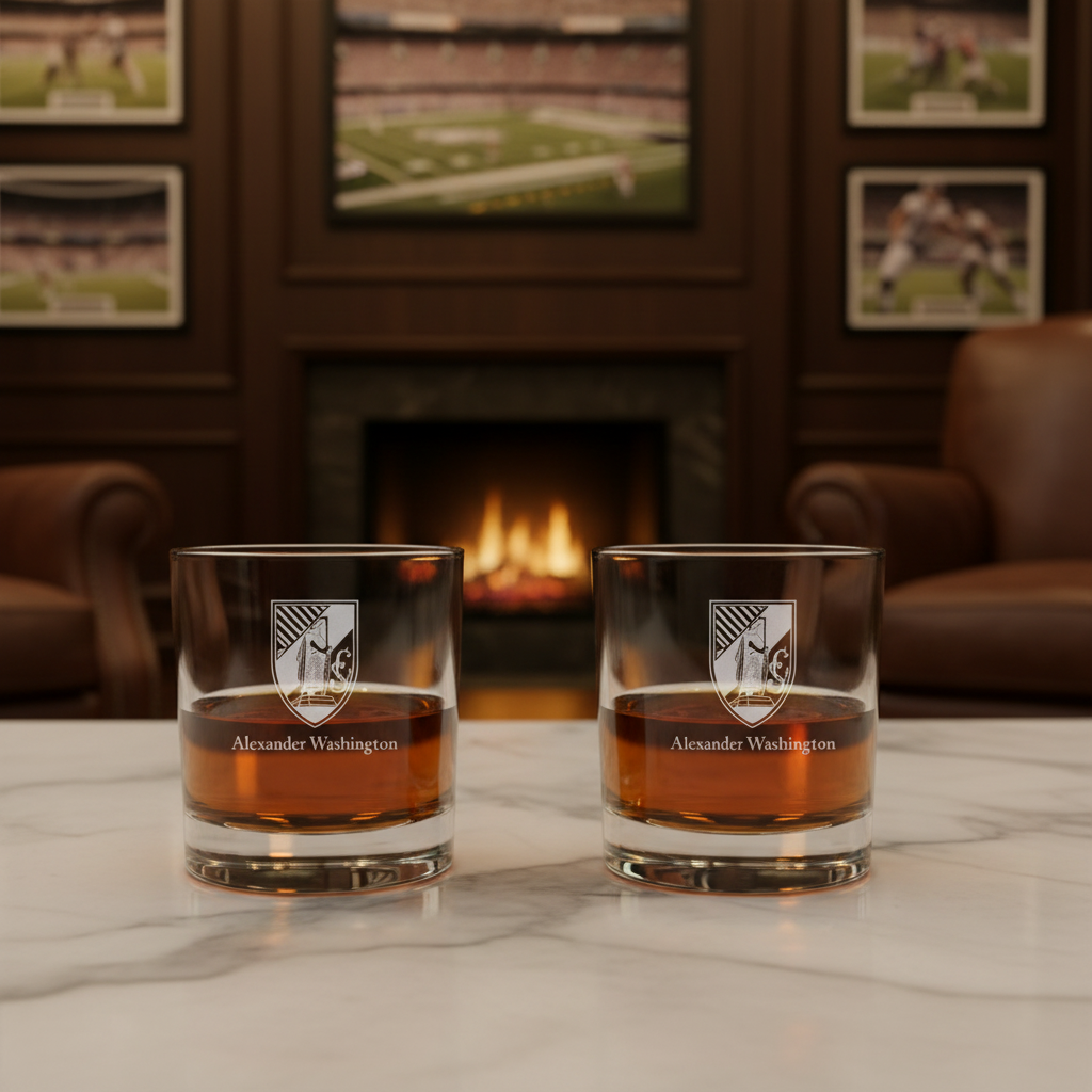 Engraved Vitoria de Guimaraes Rocks Glass - Primeira Liga Portugal Football - Personalized Whiskey Glasses - Man Cave Gift Ideas - Gifts For Him - Soccer Fanatic - 2pcs