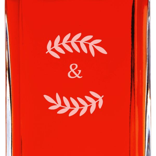Custom Engraved Laurel Leaf Large Type Initials - Personalized Whiskey Decanter In Wood Gift Box