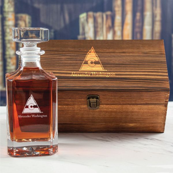 Custom Engraved Colorado Rockies Hockey - Personalized Whiskey Decanter In Wood Gift Box
