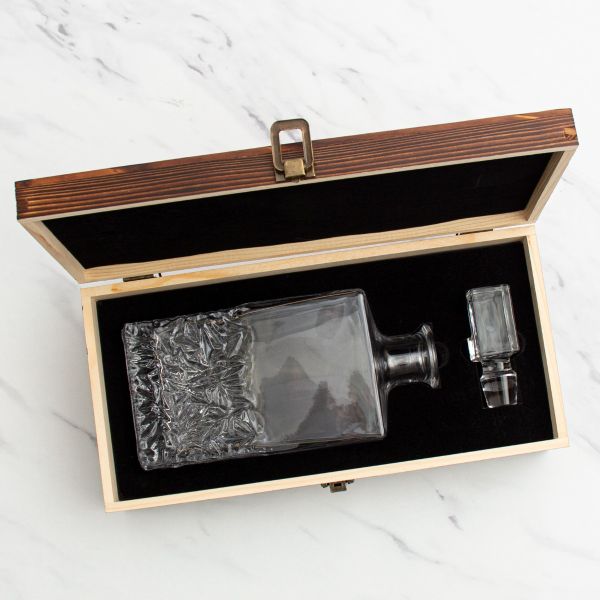 Louisiana State University Stadium – Engrave Sports Team Decanter in Rustic Wood Box