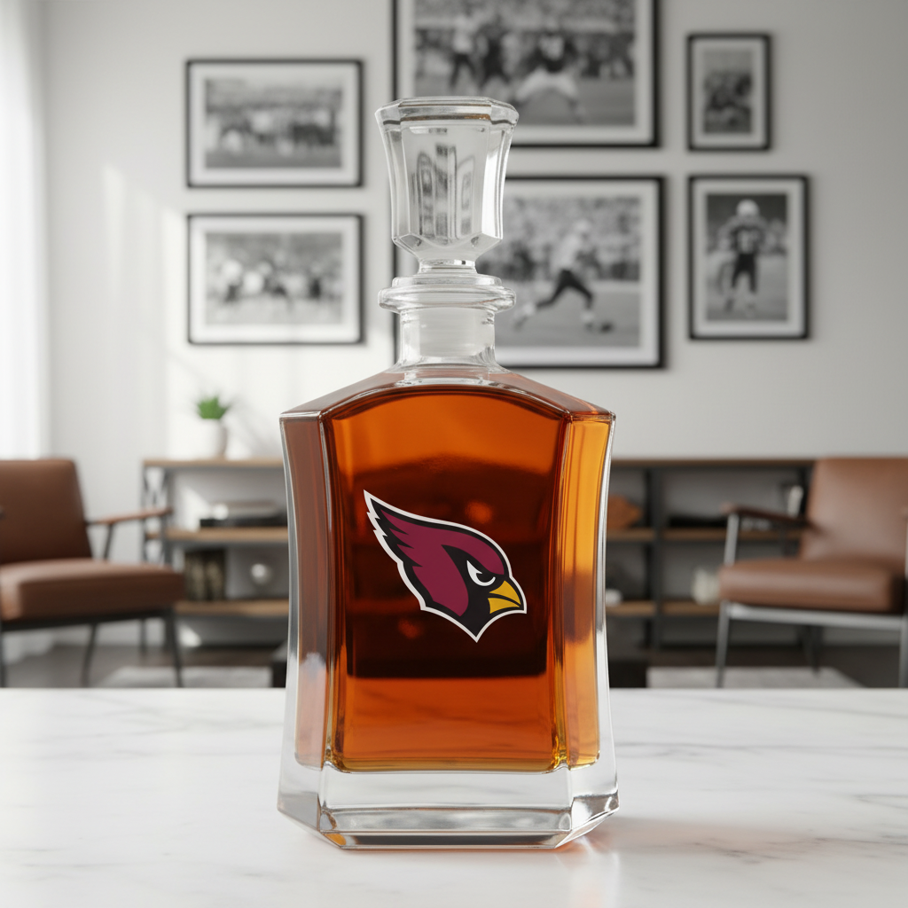 Arizona Cardinals – Full Color Team Logo Capital Decanter in Rustic Wood Box