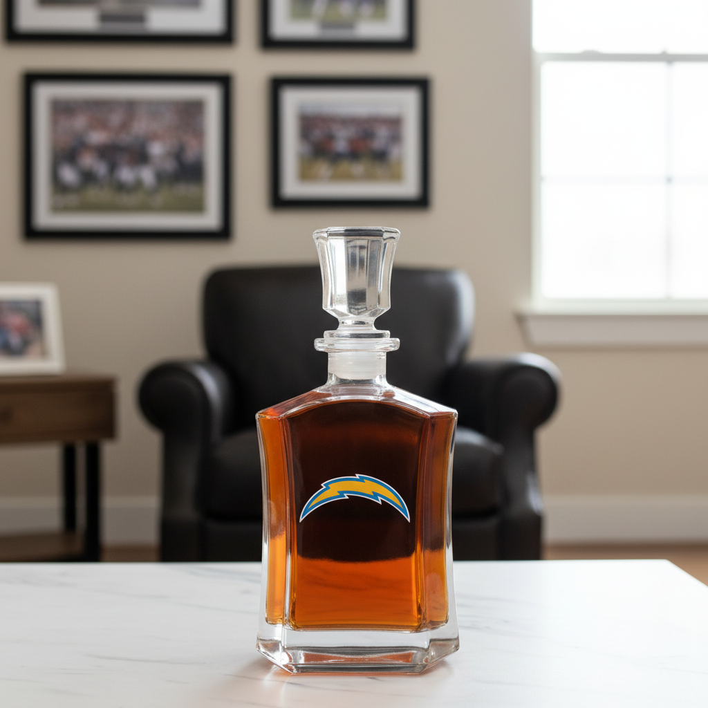 Los Angeles Chargers – Full Color Team Logo Capital Decanter in Rustic Wood Box