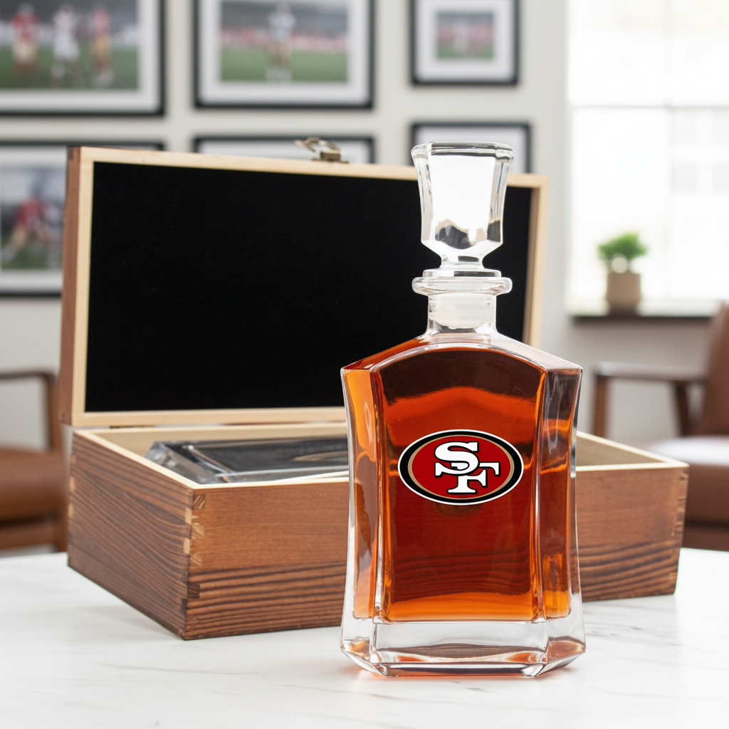 San Francisco 49ers – Full Color Team Logo Capital Decanter in Rustic Wood Box