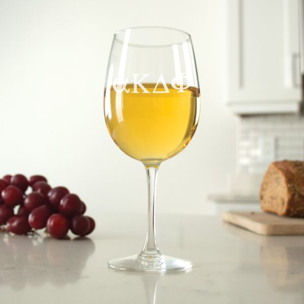 Custom Engraved Alpha Kappa Delta Phi - Stemware Wine Glass