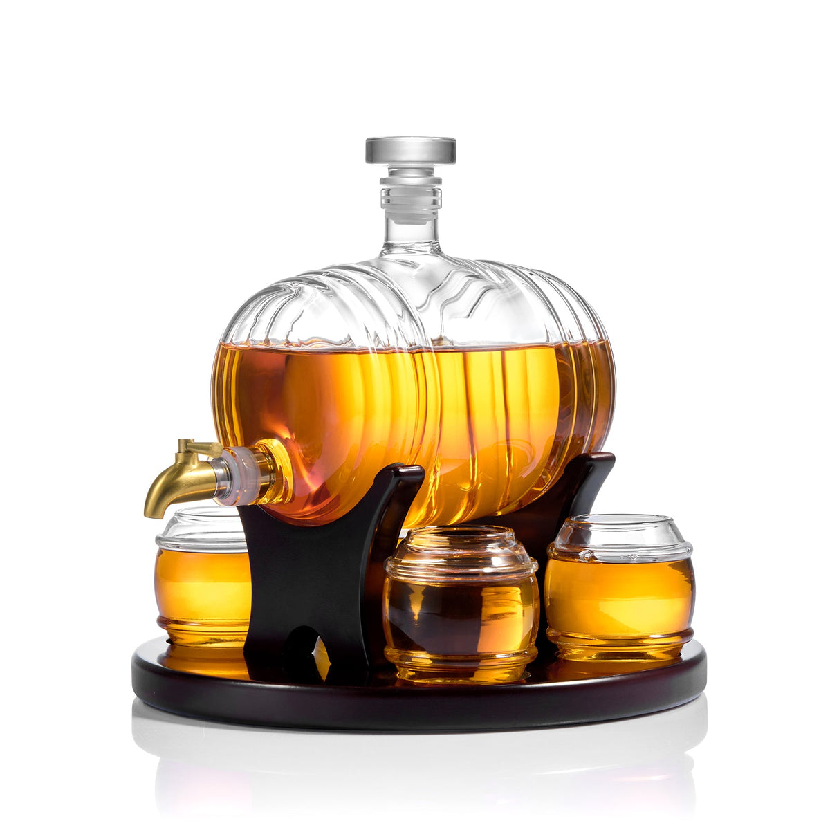 Barrel Whiskey Decanter Set with Barrel Glasses