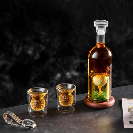 Golf Whiskey Decanter Set with 3D Golf Ball Design