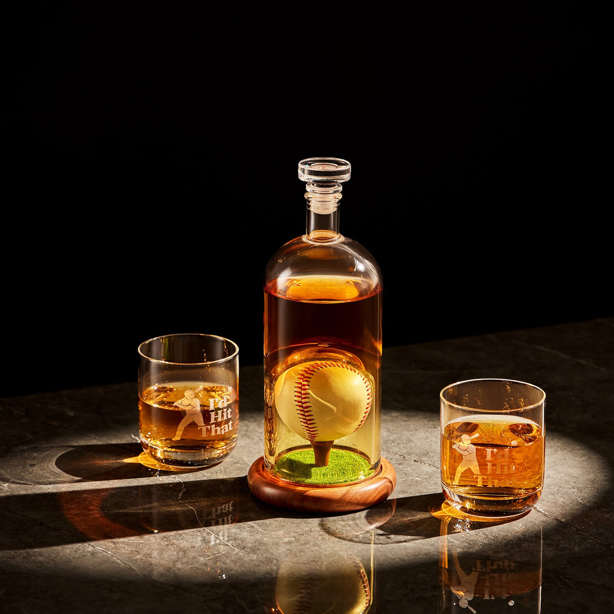 Baseball Whiskey Decanter Set with 3D Baseball Design