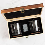 Custom Engraved Star Trek Emblem - Personalized Whiskey Glasses In Wood Gift Box