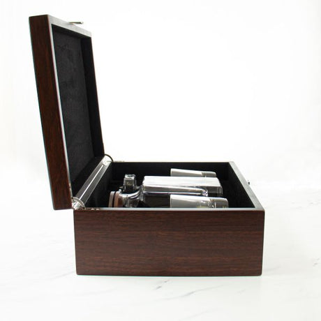 Customized Engraved Dark Brown Wood Box Decanter Set With 2 Rocks Glasses - NFL Atlanta Falcons