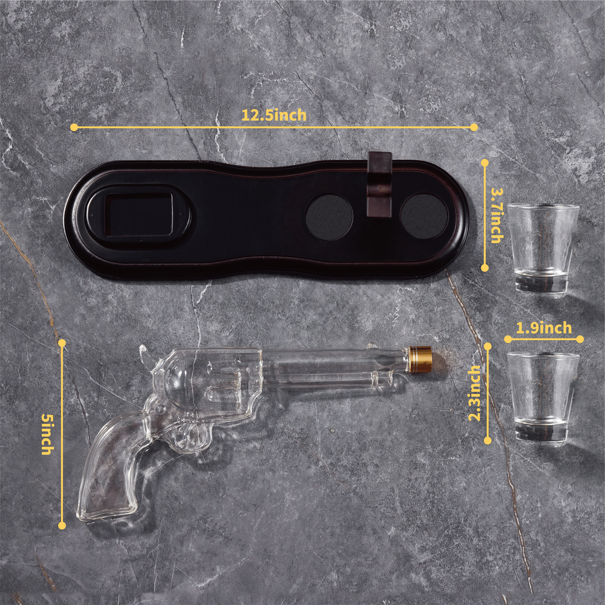 Revolver Whiskey Decanter Set with Shot Glasses